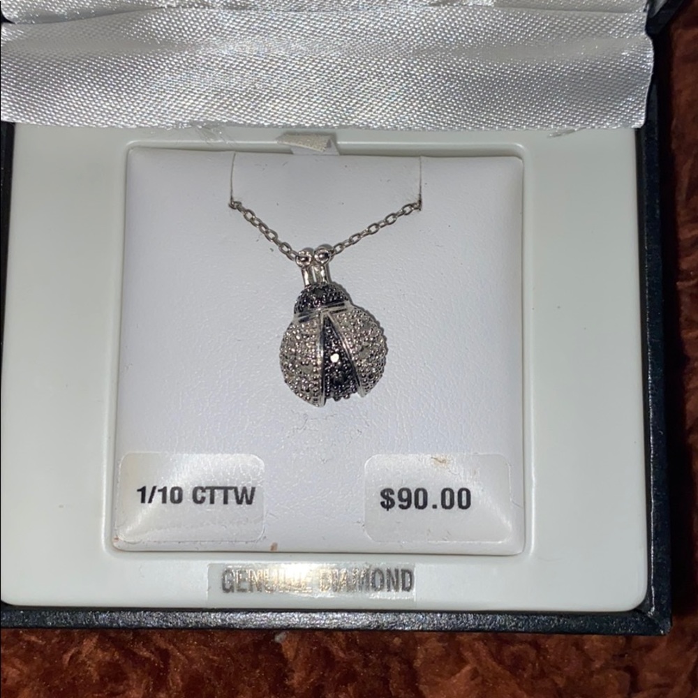 diamond lady bug necklace